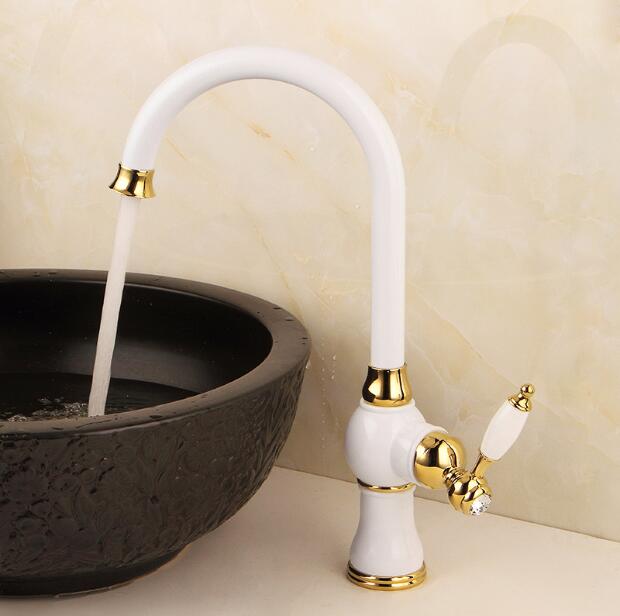 Gallarate Gold & White Single Handle Kitchen Faucet